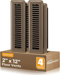 Floor Register 2x12, 4 Pack Floor Vent Covers for Home Floor Heavy Duty Steel Walkable Floor Vents Air Vent Covers for Sidewall and Floor, Brown