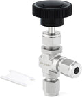 TAISHER 1PCS 304 Stainless Steel Compression Tube 90 Degree Needle Valve 3/8" Tube OD x 3/8" Tube OD For Flow Control Water Gas Oil