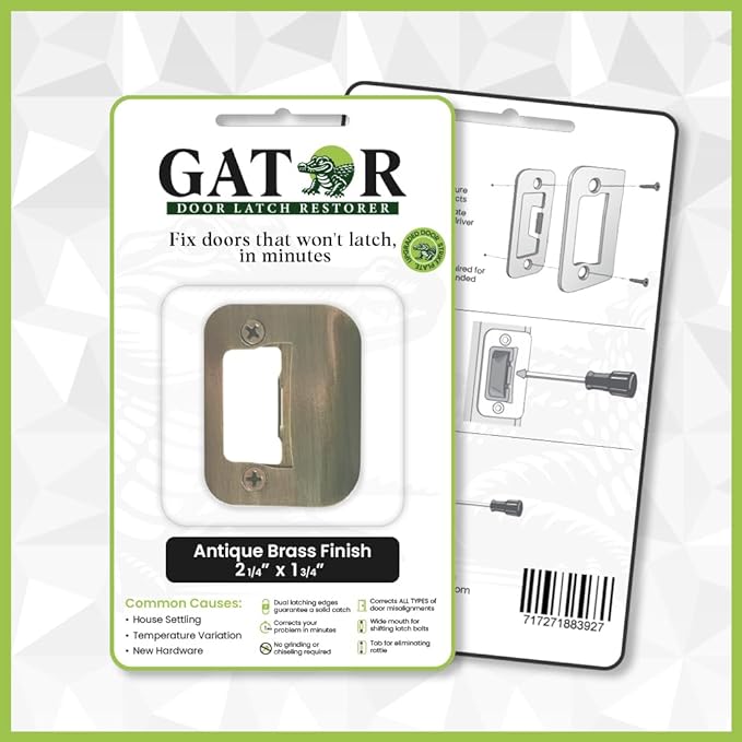 Gator Door Strike Plate with Screws, – 2-1/4" by 1-3/4" Universal Latch Restorer Alloy Steel Lock Hardware for Interior and Exterior Doors, Replacement Door Latch Plate | Satin Nickel 1-Pack