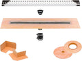 All-in-one Waterproof Linear Shower Drain Kit with 32 Inch Center Outlet Channel Body (KL1V60E80) and Drain Grate Assembly (Cover) in Square Design with Chrome Finish (KL1B19EP80)