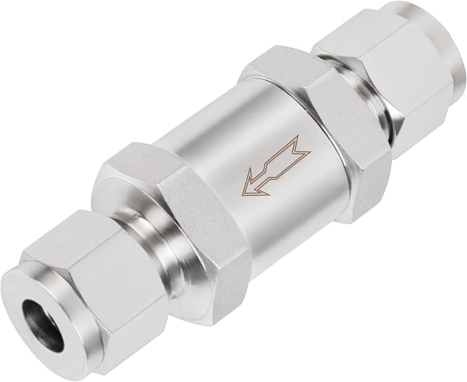 Yoebor 316 Stainless Steel Detachable Compression Check Valve 3/8" OD x 3/8" OD One Way Non-Return Valve for Water Oil Gas, 1pc