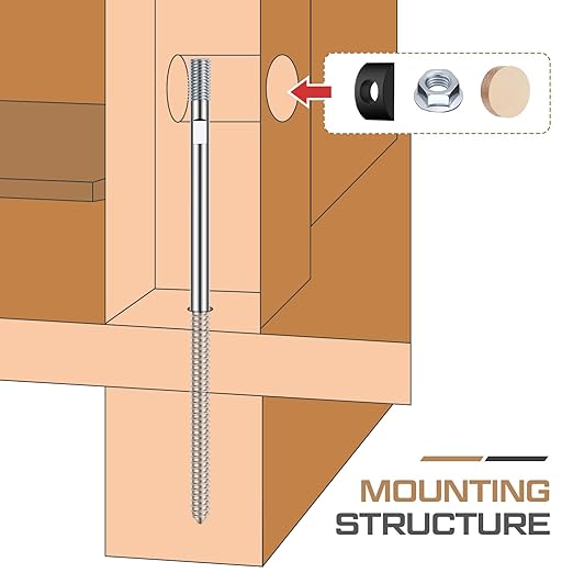 Shimeyao 8 Set Wood Newel Mounting Kit Newel Post Fastener Installation Kit for Residential and Commercial Installation, Anchors Post Directly to Wood or Concrete Floor