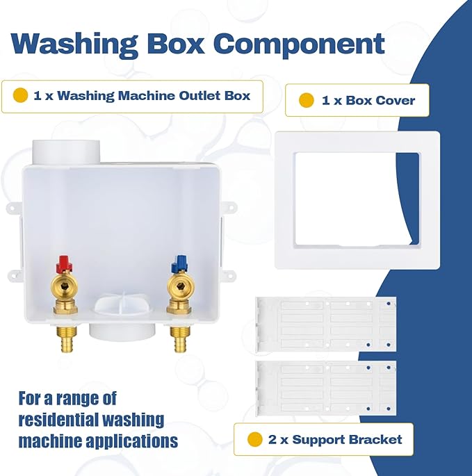 50-Pack GUOFIS Washing Machine Outlet Box,1/2 Inch PEX Crimp Inlet x 3/4 Inch MHT Outlet, Laundry Washer Box(Center Drain)