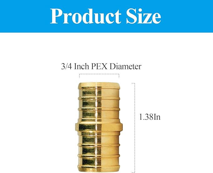 WiseWater 28 Pcs PEX Fittings 3/4 Inch, 3/4 inch Straight Coupling Brass Fittings, Barb Crimp PEX Pipe Fitting for PEX Pipe Plumbing Projects (Pack of 28)