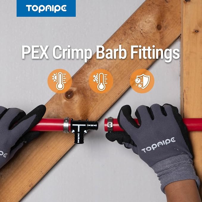(Pack of 20) Topaipe 1/2 x 1/2 x 1/2 Inch PEX Poly Crimp Equal Tee, PPSU Fitting for PEX Tubing, PERT, ASTM F2159