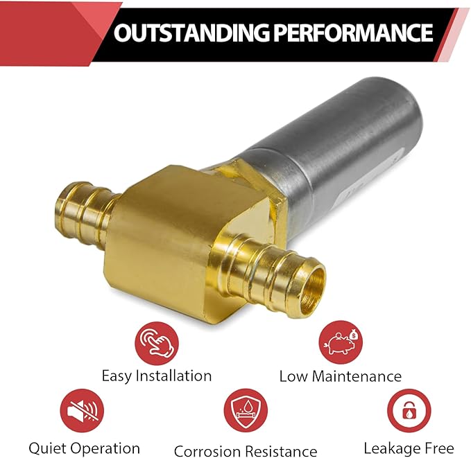 4-Pack EFIELD MH-221 1/2-inch Pex Crimp Connection Tee Water Stainless Steel Hammer Arrestor, ASTM F1807,(HAMMER011-4PCS)