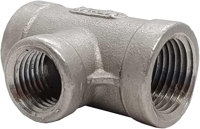 AF Hydro Stainless Steel SS316 Reducing Tee Pipe Fitting, 1 1/4''NPT x 1 1/4''NPT x 1/2''NPT Female Thread, Pressure Rating up to 150 PSI, Class 150 Reducer Connector Adapter
