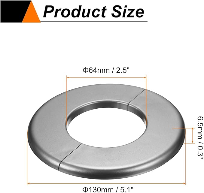 HARFINGTON 2pcs Wall Split Flange 64mm/2.5" Self-Adhesive Plumbing Cover Plates ABS Plastic Round Escutcheon Plate Buckle Design for Water Pipe Bathroom Kitchen Decoration, Gray