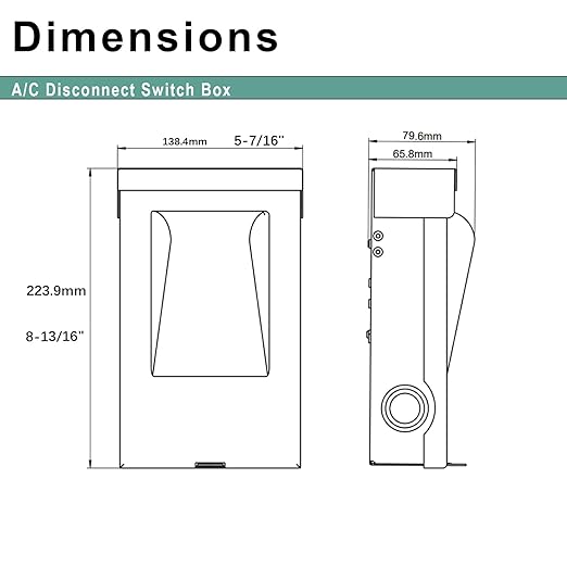 240VAC 60 Amp Non-Fused AC Disconnect Box, Outdoor Waterproof Metal Enclosure with Pull-Out Switch - for Home & Light Commercial HVAC, Condensing Units & Air Conditioning Systems - UL Listed