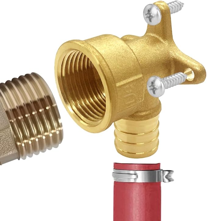 3PCS LF Brass 3/4 Inch PEX Barb to 3/4 NPT Female with Drop Ear 90 Degree Elbow Coupling Pipe Crimp Fitting