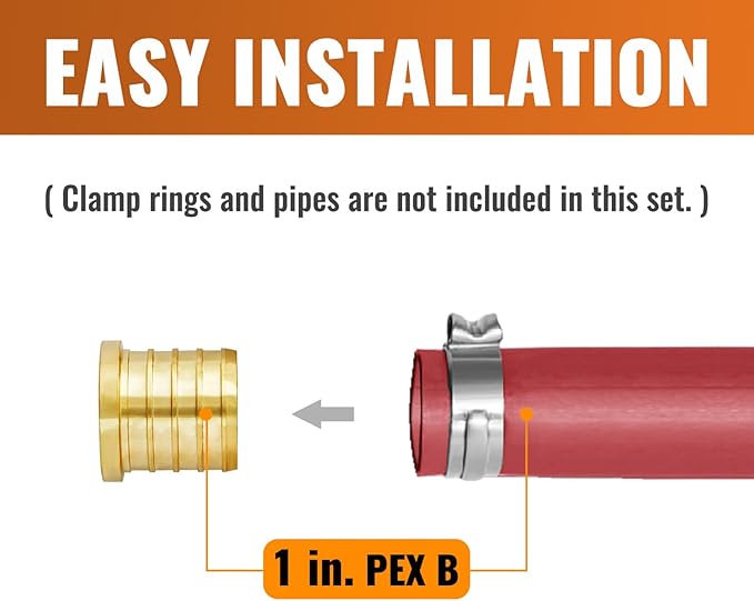 SUNGATOR 2-Pack 1" Pex Plug End Cap, No Lead Brass, Pex Fittings 1 Inch