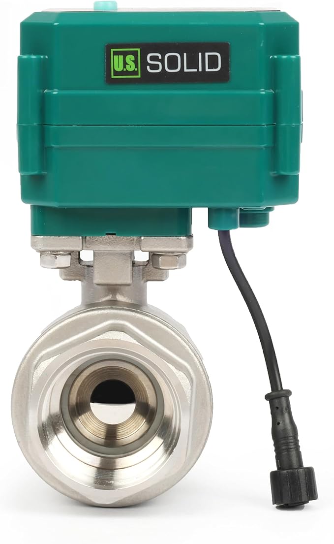 U.S. Solid 1-1/4" Smart Motorized Ball Valve - Stainless Steel Remote App Mobile-control Electrical Ball Valve with Manual Switch, Plug Connection
