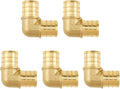 5 Pack 3/4" Brass Pipe Fitting PEX Elbow Fittings, Anti-Corrosion, Lead-Free, 5 Year Warranty, Multiple Certifications, Easy Installation - for PEX Tubing Pipe (3/4" Elbow, 5)