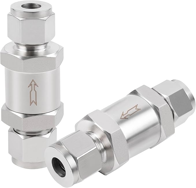 Yoebor 316 Stainless Steel Detachable Compression Check Valve 3/8" OD x 3/8" OD One Way Non-Return Valve for Water Oil Gas, 1pc