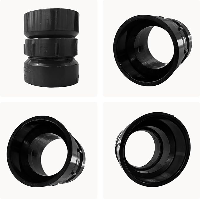 Lesso 1 1/2''ABS Union 1-1/2-Inch X 1-1/2-Inch Hub Union,Black 1.5 Inch
