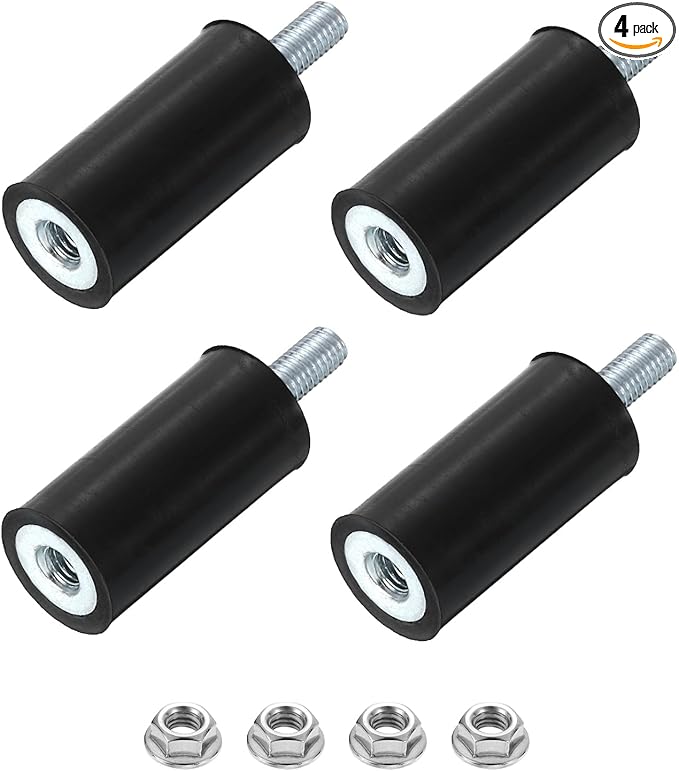 uxcell M5 Rubber Mounts, 4Pcs 15x30mm(DxH) Rubber Cylindrical Anti Vibration Isolator Shock Absorber with Lock Nut for Car Bobbin Generator Air Compressors