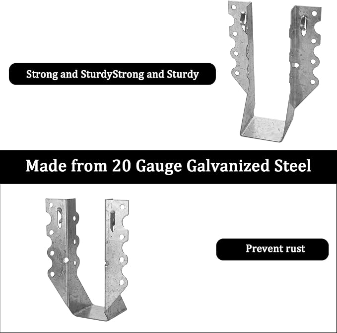 30Pcs 2x6 Joist Hangers for Wood, 18 Gauge Galvanizing Face Mount Joist Hangers, Joist Hanger 2x6 Hurricane Ties Brackets for Rafters for Floor Deck, Ceiling Joists, Wood, Roofs