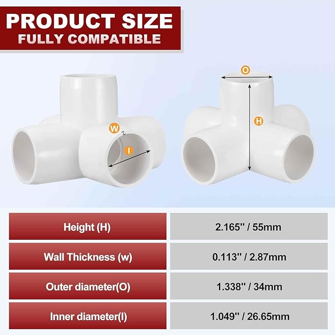 4Pcs 3/4" Elbow PVC Fitting, SCH40 5-Way Cross Furniture Grade PVC Pipe Fitting, DIY Corner Elbow Connector for Building Furniture, Greenhouse Frame Connection, Socket x Socket