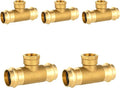 5-Pack HeSun Copper Pressure Fitting Tee, 1"PRESS x 1"PRESS x 3/4"Female NPT Tee, LF Brass