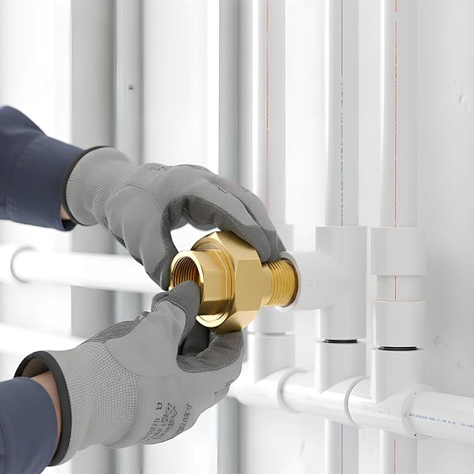 GASHER 1PC Brass Union，1/2" NPT Male x 1/2" NPT Female Pipe Fitting