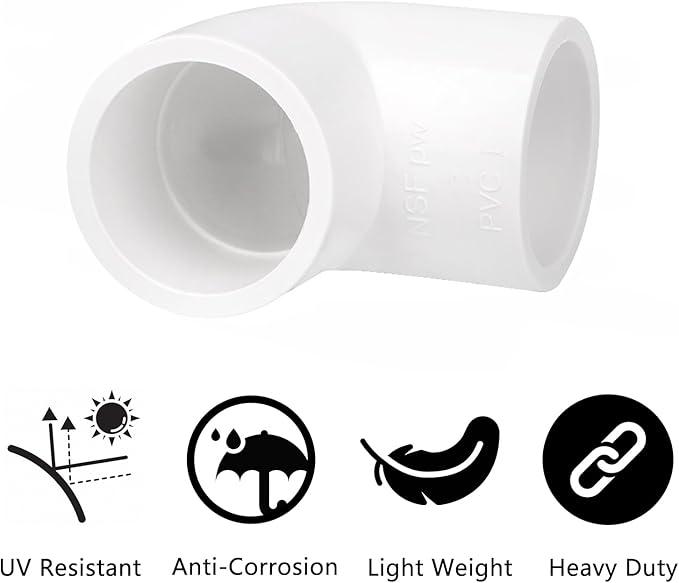 20 Pack 3/4" 90 Degree Elbow Pipe Fittings 2 Way Right Angle PVC Pipe Fitting, Furniture Build Grade SCH40 (Socket x Socket) 3/4" PVC Fitting Connectors for DIY PVC Shelf Garden Support Structure