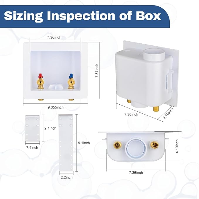 30-PACK GUOFIS Washing Machine Outlet Box, PEX Laundry Washer Box with Central and Side Drain Design(1/2"MIP Sweat Connection Inlet X 3/4"MHT Outlet)(WM001-30Pack)