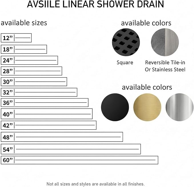 Linear Shower Floor Drain, Matte Black 32 Inch 304 Stainless Steel Bathroom Drains Kit, Long Rectangular Shower Trench Drain with Square Pattern Drain Cover & Hair Catcher