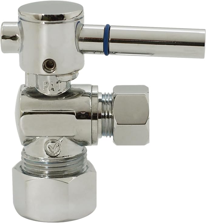 Westbrass R105BL-05 1/4-Turn Lever Handle Angle Stop Shut Off Valve, 5/8" OD x 3/8" OD, Polished Nickel