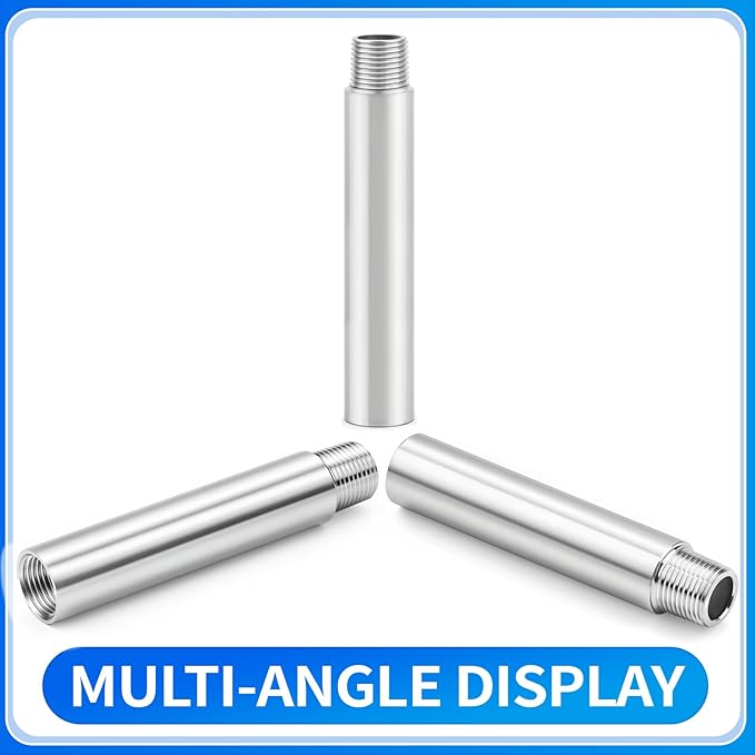 ChillWaves 304 Stainless Steel Pipe Fitting, Nipple Cast Pipe 3/8" NPT Male x 3/8" NPT Female Thread 4" Length(100MM)(2-PACK)