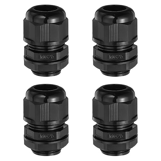 MECCANIXITY 4 Pcs M25 Cable Gland, 13-18mm Wire Hole Waterproof Nylon Joint for Cable Fixing, Wiring, Repairing, Gland Replacement, Electrical Appliances, Black