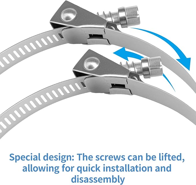 5PCS Heavy Duty Quick Release Hose Clamps,1"-4 1/2"(25-114mm) Stainless Steel Adjustment Range Large Quick Installation Worm Gear Clamps for Garden,Fuel Line,Pool,Automotive,Mechanical,Home