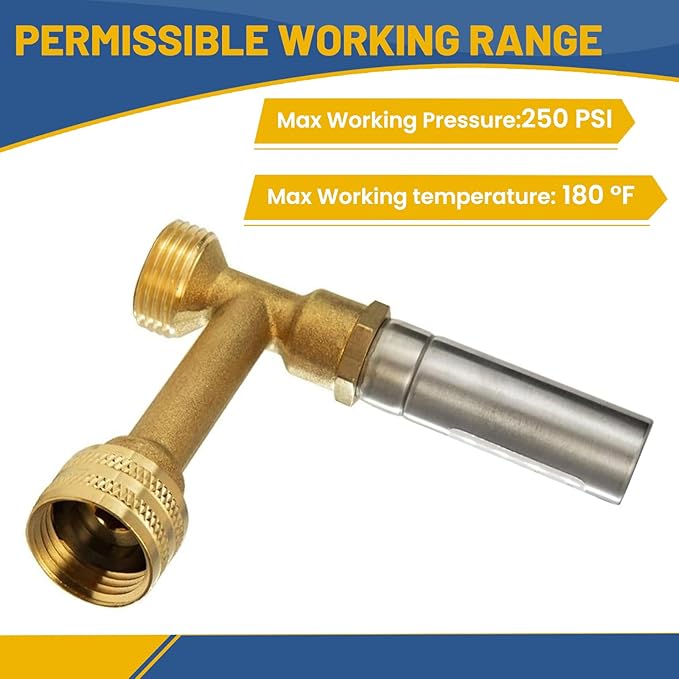 Water Hammer Arrestor,3/4 Inch Swivel FHT x 3/4 Inch MHT Tee Copper Water Arrestor for Washing Machine Connection(4PACK, Tee Stainless Steel Arrestor)(HAMMER016-4Pack)
