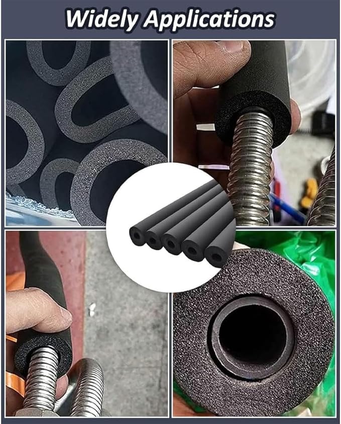 2pcs Pipe Insulation Foam Tube 5/8" ID*3/8" Foam Tubing Black Pipe Cover Heat Preservation for Outdoor Water Pipe Insulation,AC Unit, Guitar Stands, Exercise Machine Handle and Roof Rack Etc