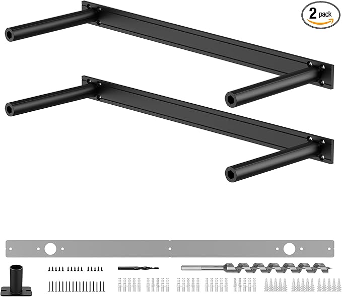 Floating Shelf Bracket Kit (No Router Needed) with Drill Guide Jig – Fits 1.2"–4" Thick Shelves – DIY Drillable Backplate for Any Stud Spacing – 150lbs Heavy Duty Support (18X6X1.2-Starter Jig)