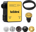 Garbage Disposal Air Switch Kit Dual Outlet Sink Top Waste Disposal Stainless Steel Golden Brushed On/Off Air Button Food and Waste Disposals Part by Briidea, UL Listed