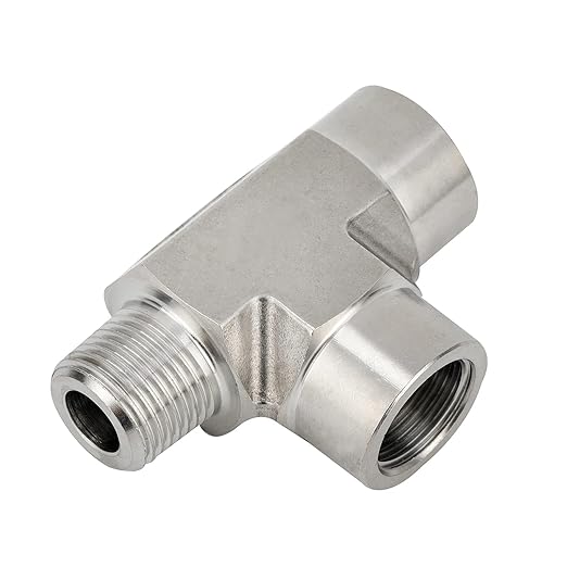 Metalwork 316 Stainless Steel Pipe Fitting, Street Tee, Male Run Tee, 1/2" NPT Male x 1/2" NPT Female x 1/2" NPT Female, 2pcs