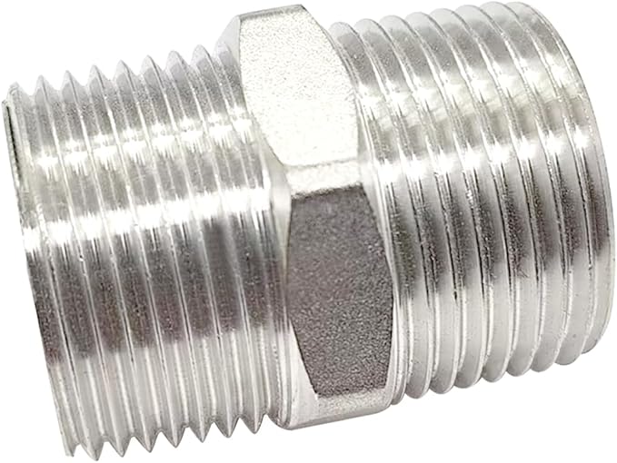 JoyTube 1-1/2" Male to 1-1/2" Male NPT Hex Nipple, Pipe Fittings 304 Stainless Steel Threaded (Pack of 2)