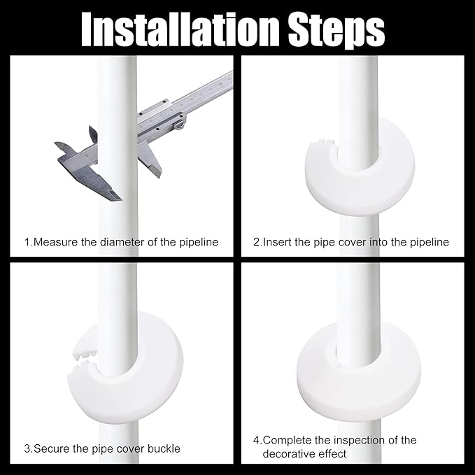 4Pcs Fit 1/2 Inch Flange Water Pipe Cover Decoration 16mm(5/8") Plastic PP escutcheon plate 1/2 inch Cover for Wall Pipe Tube Decoration (white)