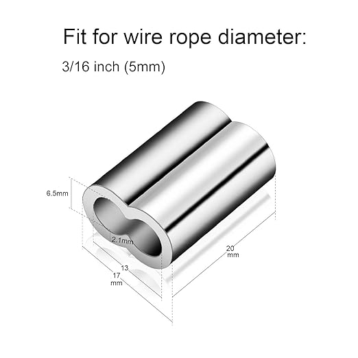 3/16"(5mm) Aluminum Crimping Loop Sleeves, Wire Rope Sleeves, Double Crimp Sleeve Cable Ferrule for Wire Rope and Cable 20PCS (3/16"(5MM))