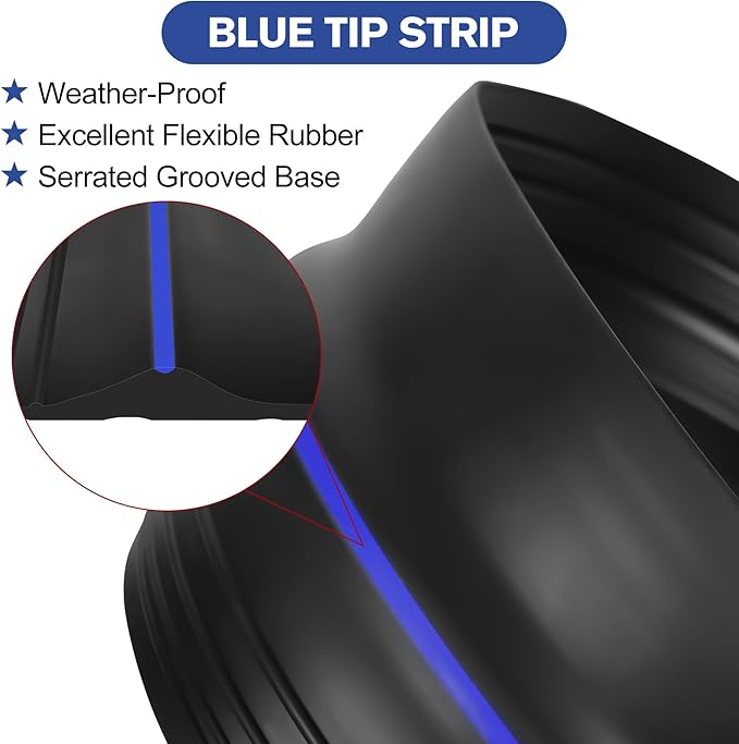 ToLanbbt 20Ft/6M Universal Garage Threshold Seal Strip with 300ml Black Sealants/Adhesives, Garage Door Bottom Weatherproof Strip Rubber DIY Weather Stripping Replacement (Black-Blue Line)