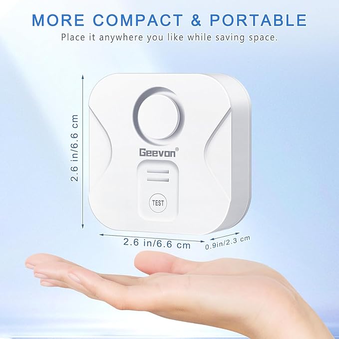 Geevon 10 Pack Water Leak Detectors for Home, 100dB Water Sensor Alarm Flood Leakage Detection Devices for Bathroom, Basements, Laundry Rooms, Kitchen, IP56 Waterproof(Battery＆Screwdriver Included)