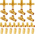 28PCS LF Brass 1/2 Inch PEX Coupling Barb Crimp Pipe Tube Fitting Kit (8PCS Straight + 8PCS Elbow + 8PCS Tee + 4PCS 4-Way)
