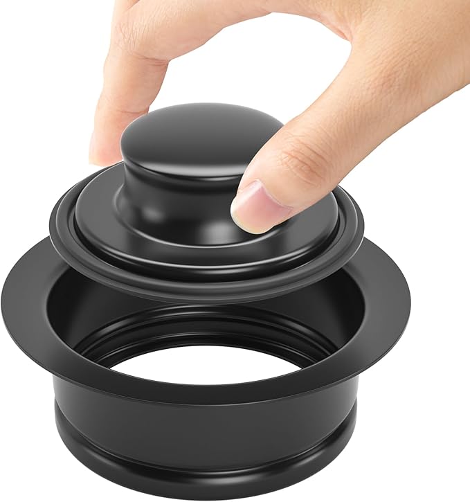 Kitchen Sink Flange Stopper,Garbage Disposal Flange and Sink Stopper,fit Stainless Steel 3-1/2 inch Standard Sink Drain,Black Colour
