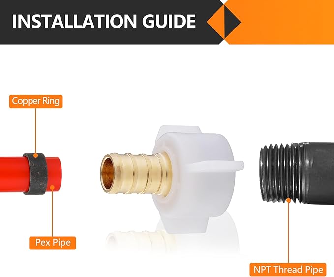 20-Pack HeSun PEX Fittings, 3/4" Pex x 3/4" Female NPT Swivel Adapter, Brass Crimp Fitting for ASTM F1807(PEX1807203-20)