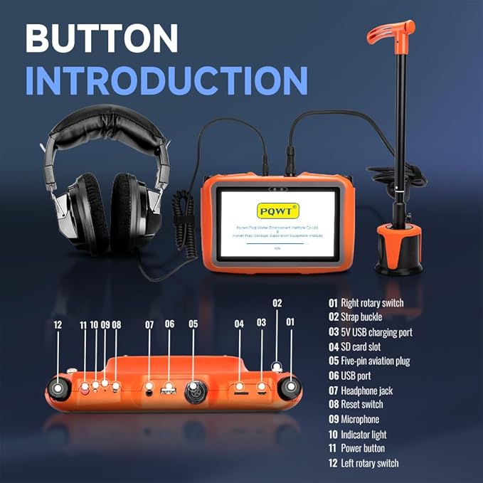 PQWT L2000 Plumber Tool Pipe Water Leak Detector for 5M Different Pipeline Outdoor