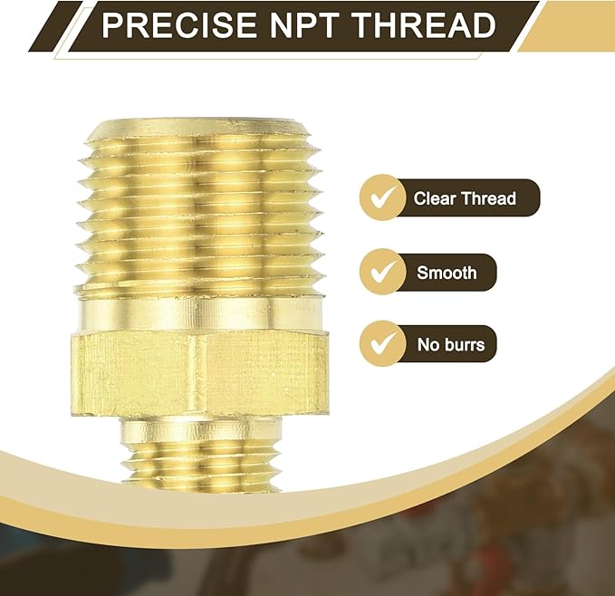 uxcell Brass Tube Fitting, 1/4O.D x 3/8NPT Brass Flared Pipe Adapter Fittings Reducing Nipples Connector, Half Union Gas Adapter for Pipe Connections, Hydraulics, Refrigeration