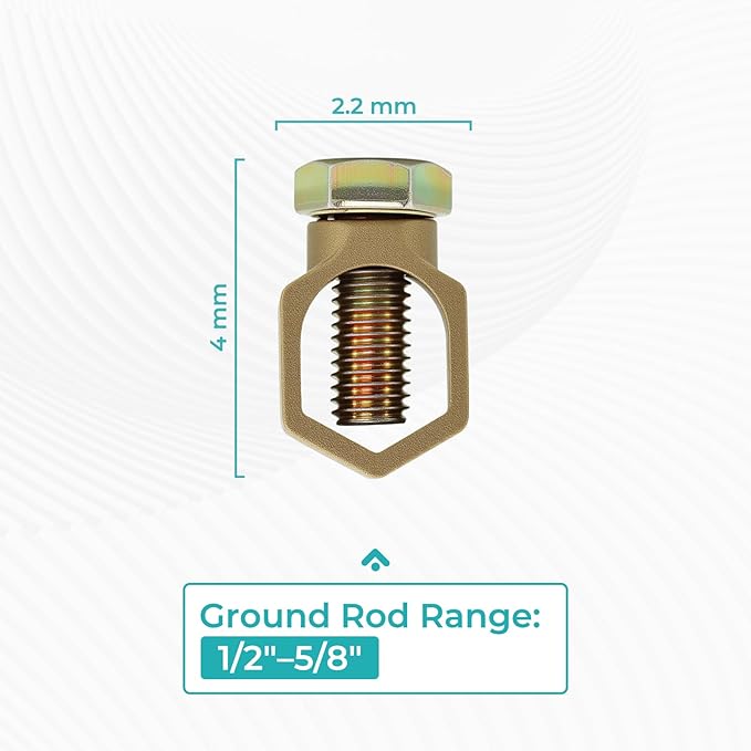 Copper Ground Clamp Set, Includes 2 Grounding Rod Clamps (1/2”–5/8”), for Ground Wire, Rebar & Water Pipe Connections
