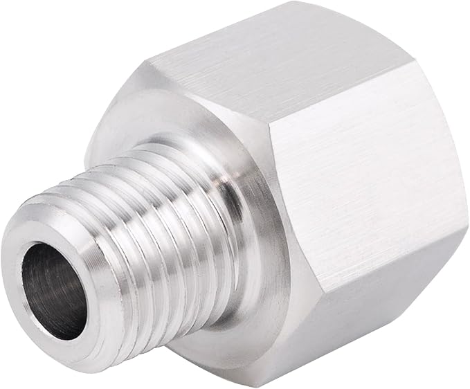 Stainless Steel 304 M14*1.5 Female Thread x 1/4" NPT Male Adapter Metric Convert NPT Pipe Fiiting for Pressure Gage 1pc