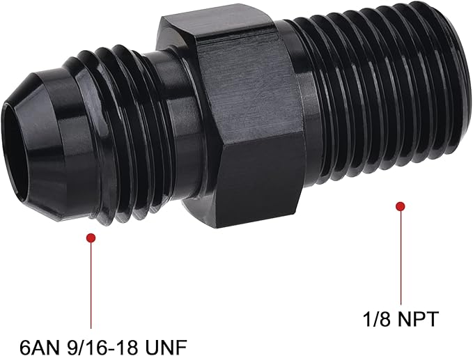 EVIL ENERGY 6AN Male Flare to 1/8" NPT Pipe Fitting Adapter Aluminum Straight Black 4PCS