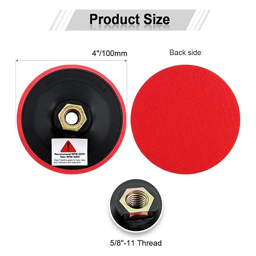 SHDIATOOL 4-Inch Backer Pad Backing pad of Foam Plastic Body with 5/8-Inch-11 Thread for Diamond Polishing Pads
